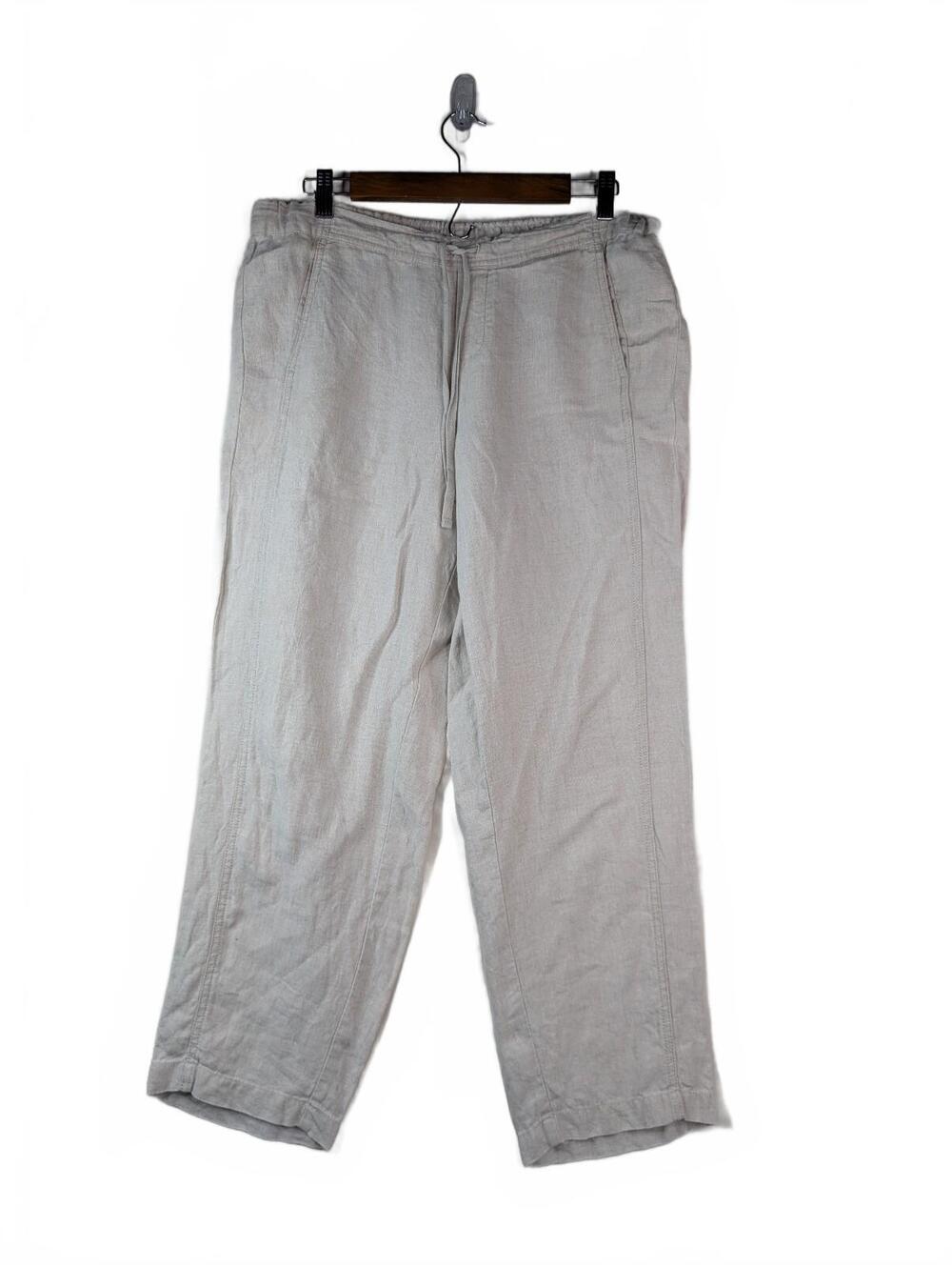 J.Jill Pure Linen Cropped Pants in Neutral Flax, Size M Petite